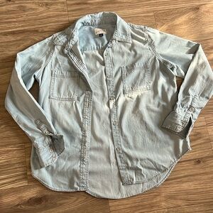 Universal Thread Faded Jean-Like Button Down Long Sleeved Shirt